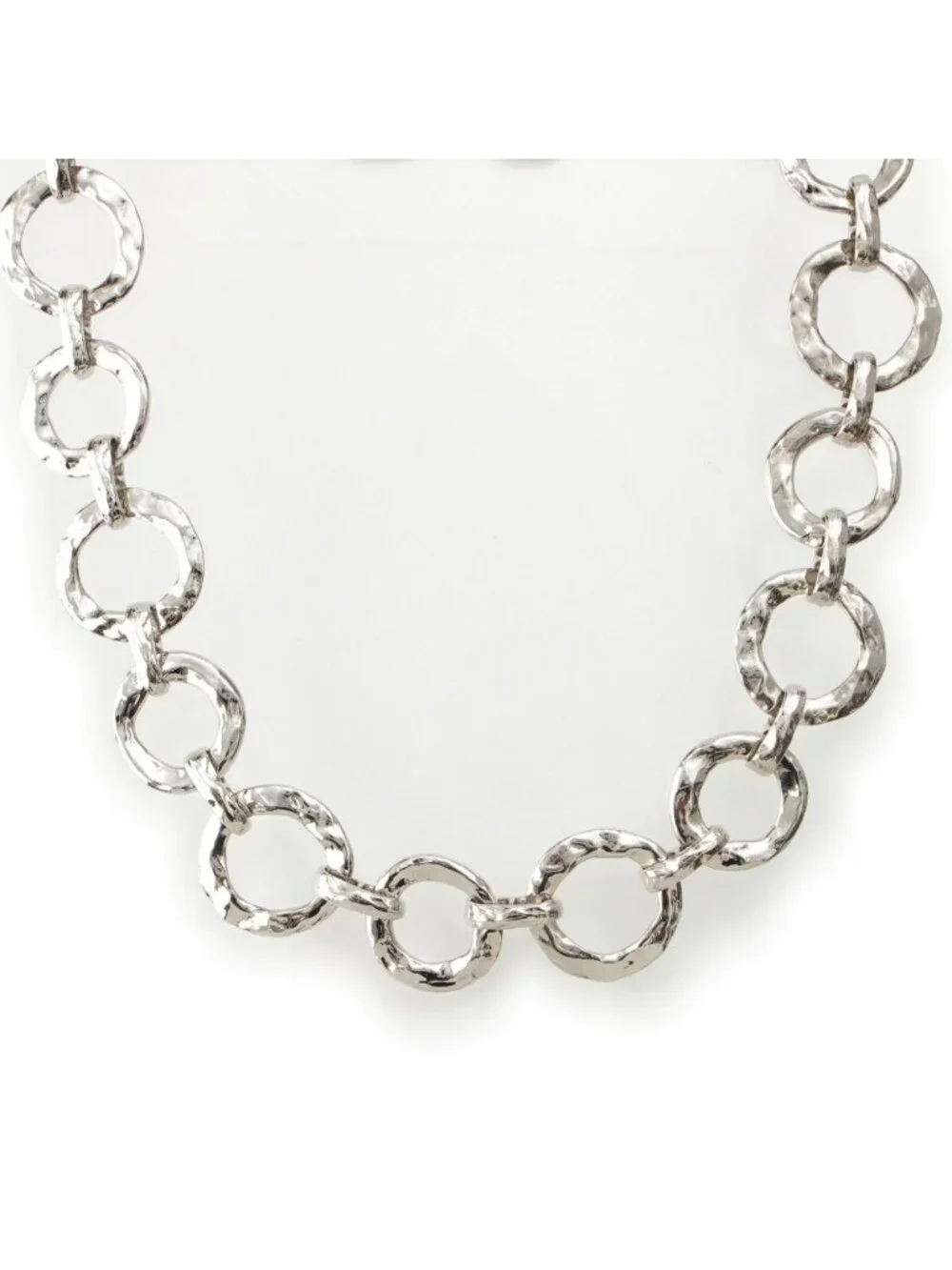 Saint Laurent Vintage Circle Heart Necklace Silver